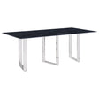 Desden 79-inch rectangular dining table with grey sintered stone top angled view
