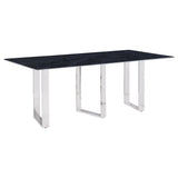 Desden 79-inch rectangular dining table with grey sintered stone top angled view