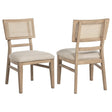 Kailani Radio Weave Cane Dining Side Chair in Beige Oak, front angle view