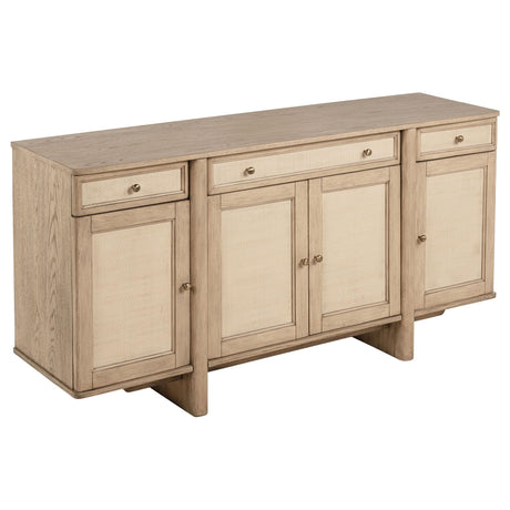 Kailani 4-door cane sideboard buffet cabinet beige oak front view