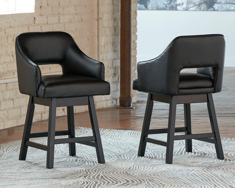 Tallenger Black/Dark Brown Counter Height Bar Stool front angle