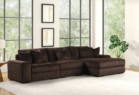 Sunday Chocolate 3-Piece Sectional Sofa front angle view