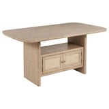 Kailani Beige Oak Cane Counter Height Storage Dining Table front angle