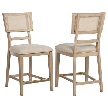 Kailani Radio Weave Cane Counter Dining Side Chair front view in beige oak