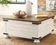 Wystfield white and brown coffee table front view