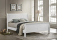 Louis Philippe 47-inch white queen sleigh panel bed front angle