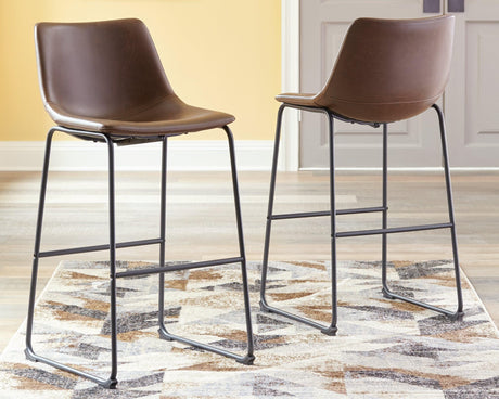 Centiar Brown Pub Height Bar Stool front view showing bucket seat and metal legs