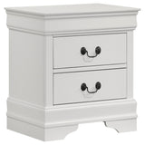 Louis Philippe white 2-drawer nightstand bedside table front view