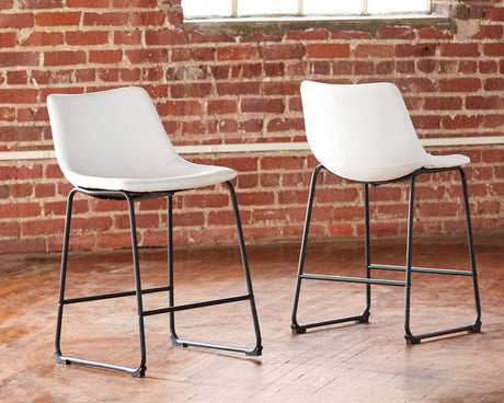 Centiar White Upholstered Counter Height Bar Stool front view