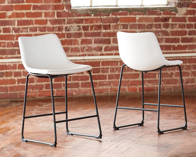 Centiar White Upholstered Counter Height Bar Stool front view