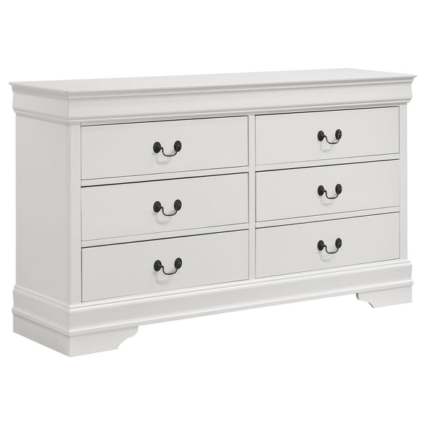 Louis Philippe 6-drawer dresser white front angle