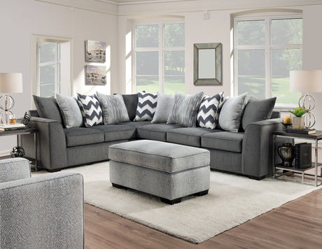 Tutan Gray Sectional Sofa front angle showing entire sectional