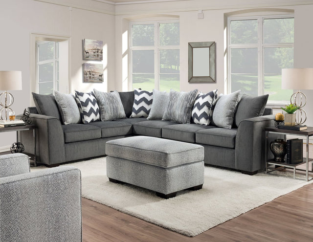 Tutan Gray Sectional Sofa front angle showing entire sectional