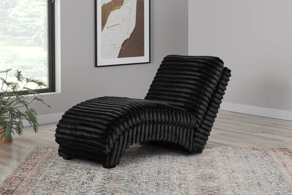 Happy Homes 2400 Black Chaise side angle showing USB charging port
