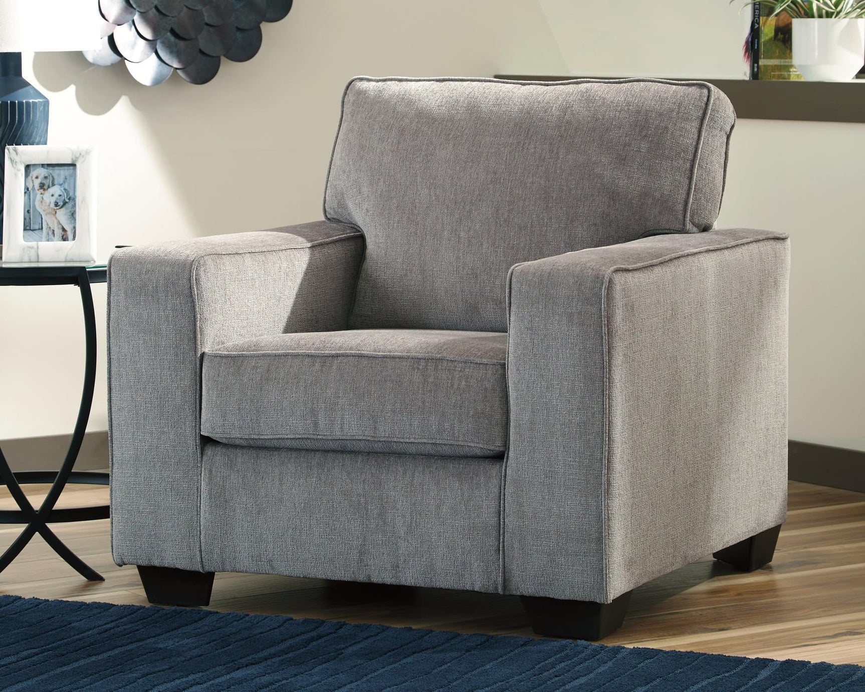 Altari Alloy Chenille Chair front view showing plush upholstery and sleek frame