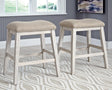 Skempton White and Light Brown Counter Height Bar Stool angled side view
