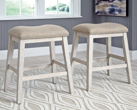 Skempton White and Light Brown Counter Height Bar Stool angled side view