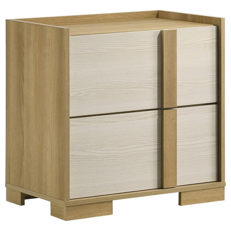Hyland 2-drawer nightstand bedside table natural finish front view