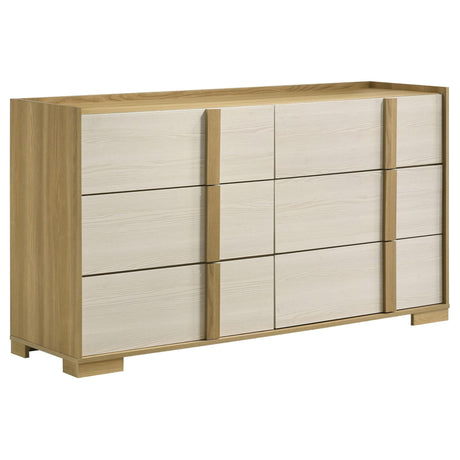 Hyland 6-drawer dresser natural wood and white finish front view