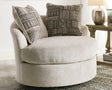 Soletren Stone Chenille Swivel Accent Chair front view in stone fabric