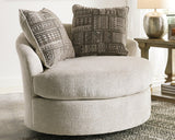 Soletren Stone Chenille Swivel Accent Chair front view in stone fabric