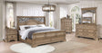 Ben Light Brown Sleigh Bedroom Set bed in light brown finish, angled front view
