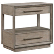 Durango nightstand in washed oak, front view with drawers closed