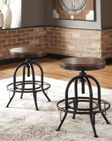 Valebeck brown and black counter height bar stool front view