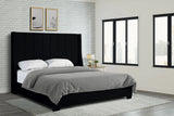 Harry Black Upholstered Queen Bed front view