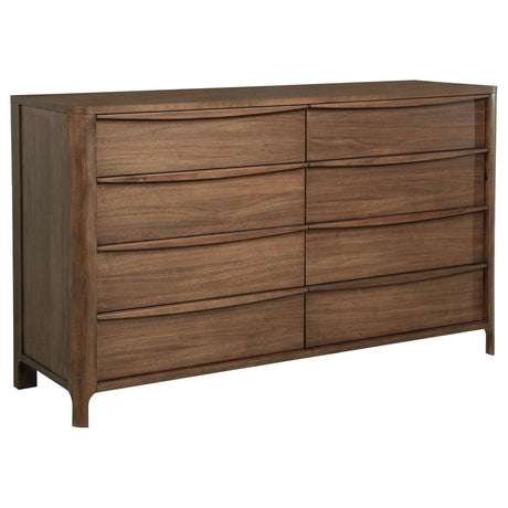 Maderia 8-drawer walnut dresser cabinet angled view