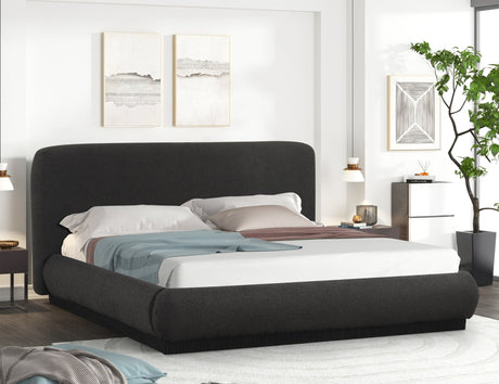 Annie Black Upholstered Platform Queen Bed front view