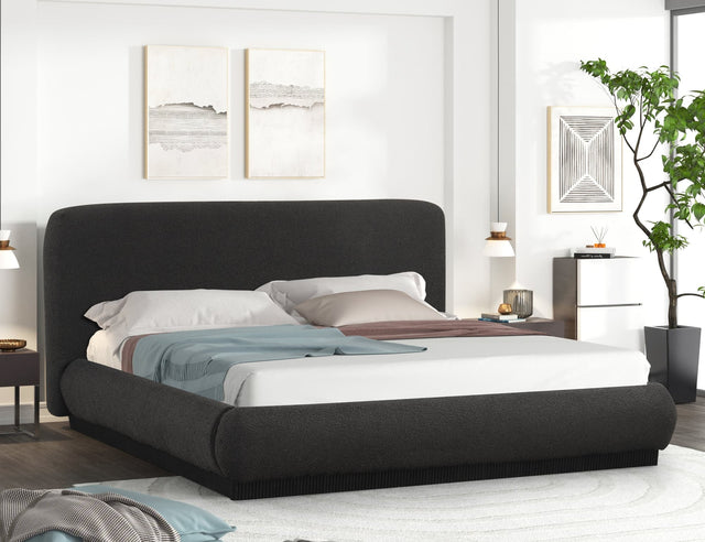 Annie Black Upholstered Platform Queen Bed front view