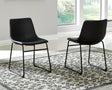 Centiar black dining chair angled side view showing faux leather upholstery