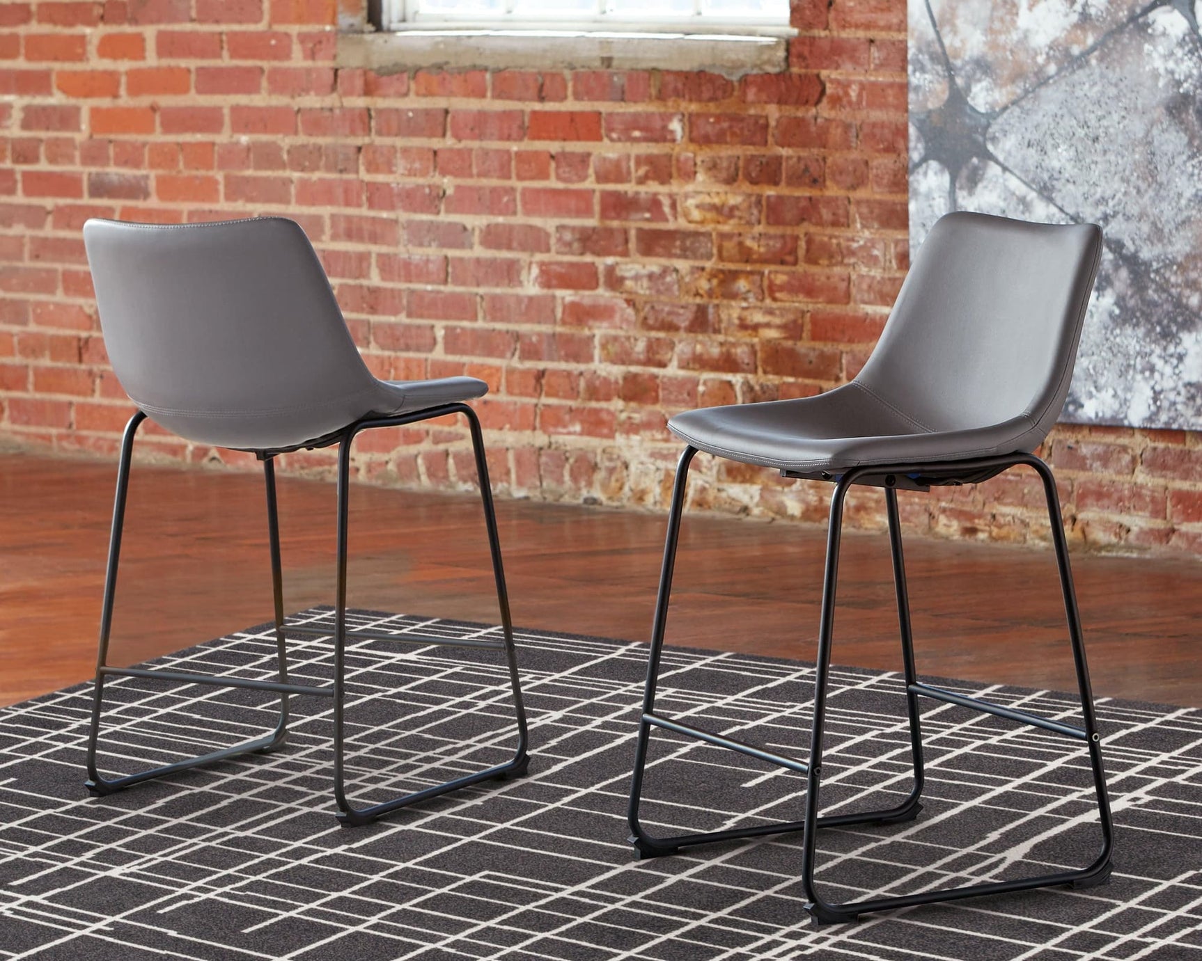 Centiar Gray Upholstered Counter Height Bar Stool front view