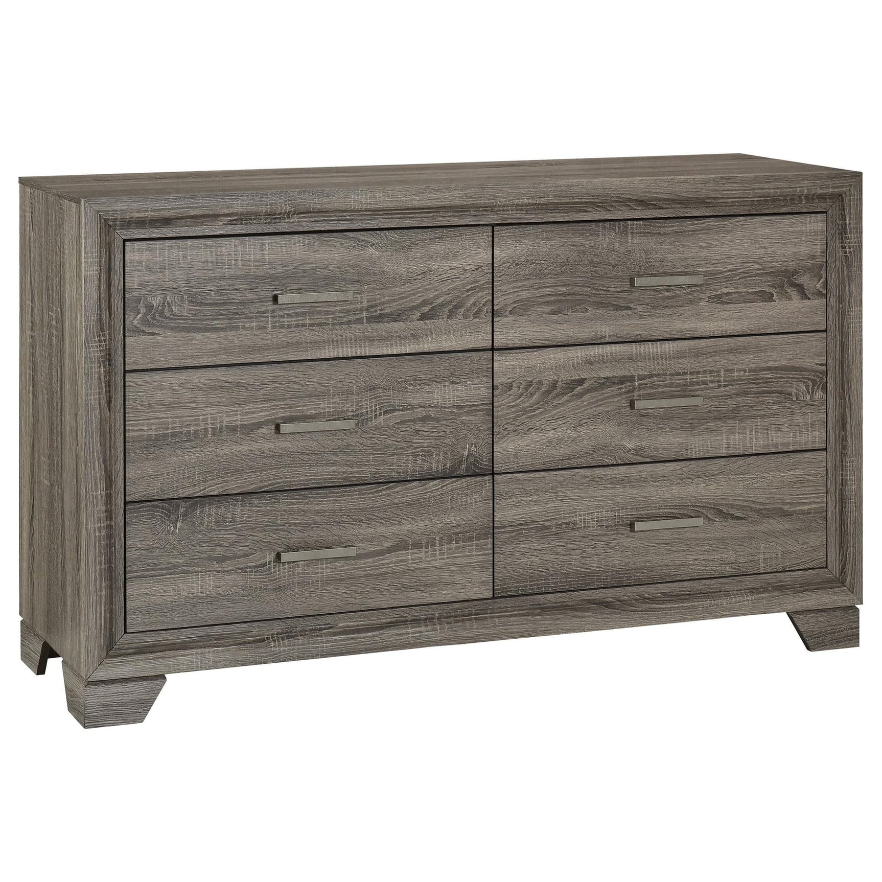 Wright 6-drawer dresser cabinet brown oak front angle