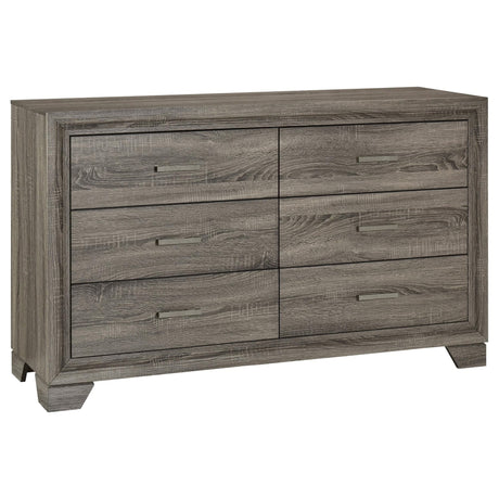 Wright 6-drawer dresser cabinet brown oak front angle