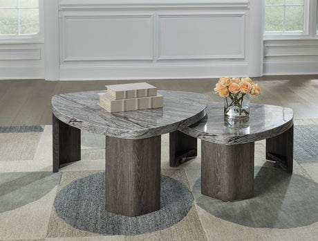 Till Gray Stacked Cocktail Table front angle