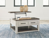 Taurus Beige Lift Top Cocktail Table front view