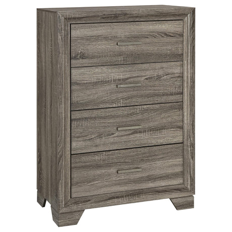 Wright 4-drawer chest of drawers brown oak front angle