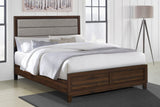 Welsley 50-inch Upholstered Eastern King Bed Walnut front view