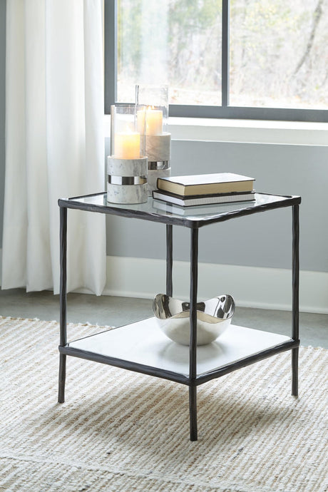 Ryandale Antique Black Accent Table angled view