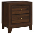 Welsley 2-drawer nightstand bedside table walnut front view