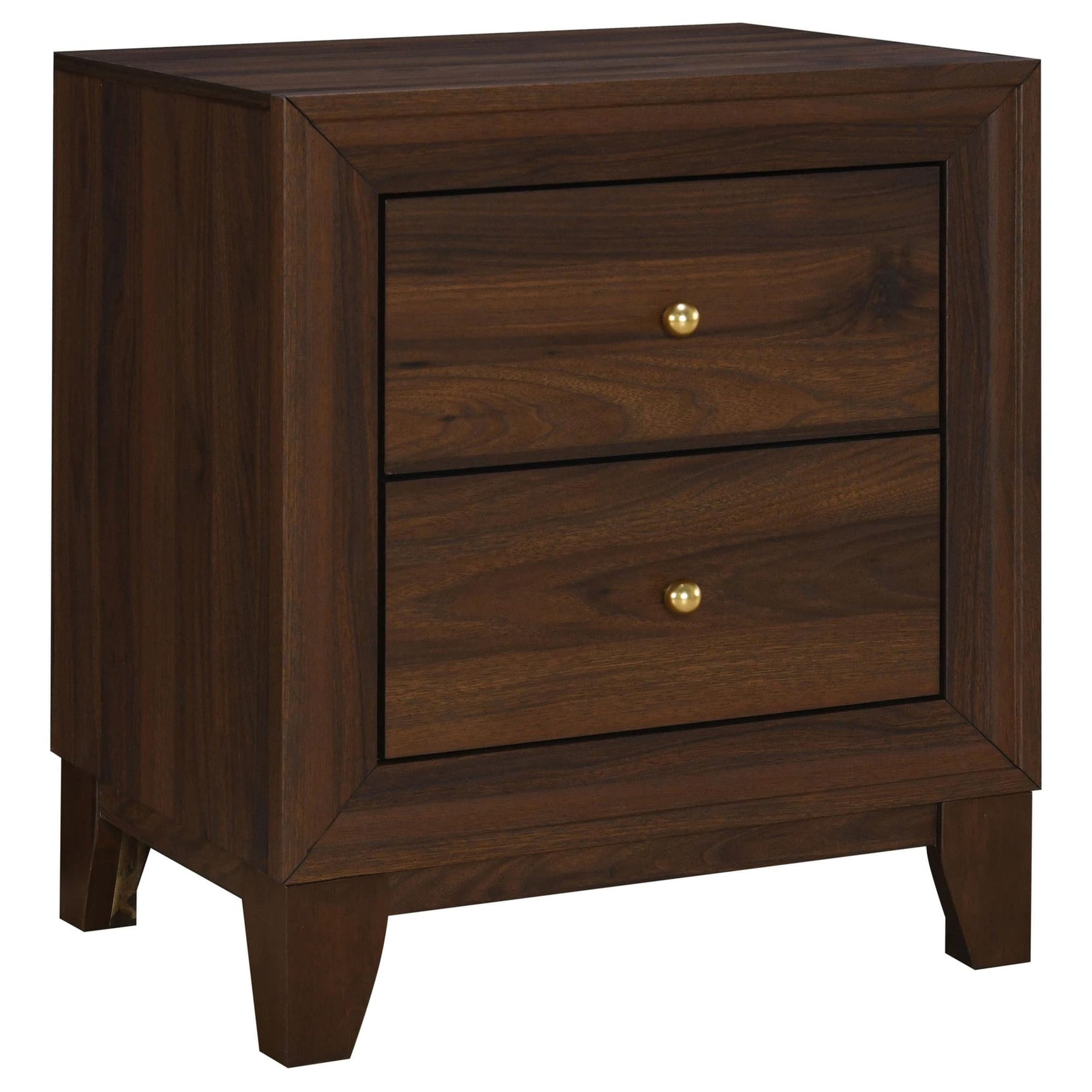 Welsley 2-drawer nightstand bedside table walnut front view