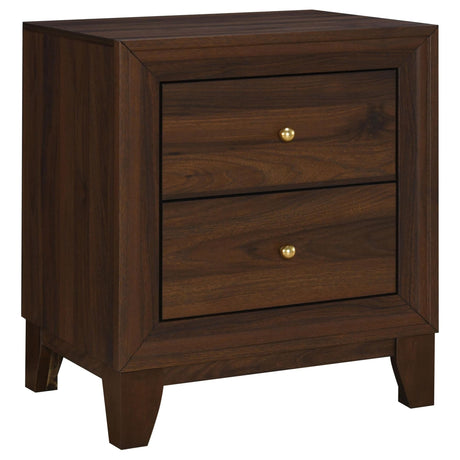 Welsley 2-drawer nightstand bedside table walnut front view