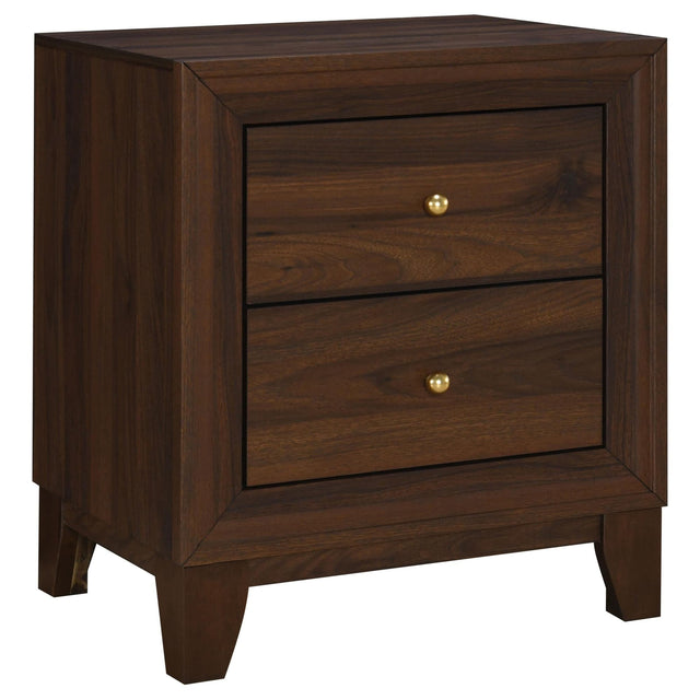 Welsley 2-drawer nightstand bedside table walnut front view