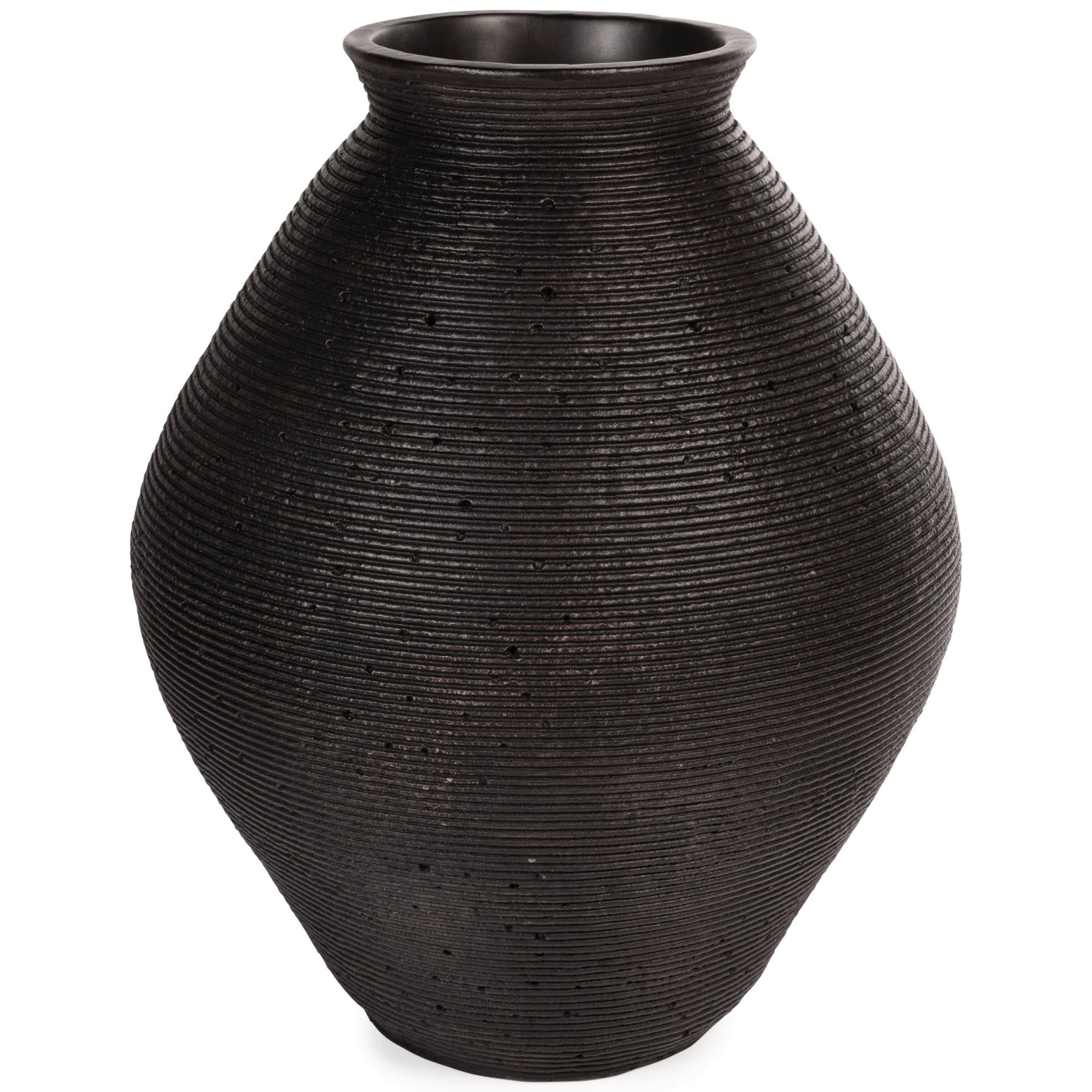 Hannela Antique Brown Ribbed Vase front view
