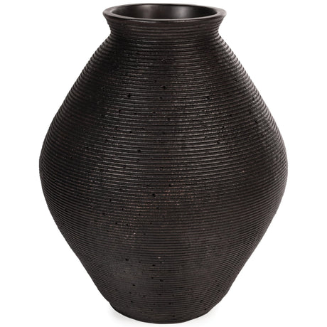 Hannela Antique Brown Ribbed Vase front view