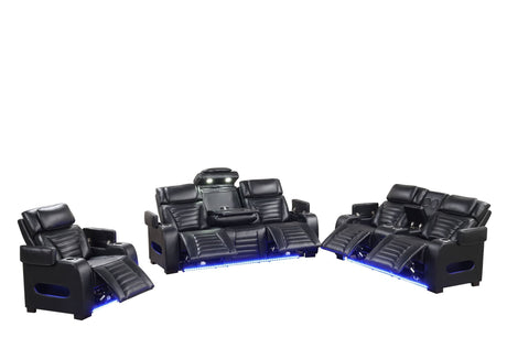 Tokyo Black 3-Piece Power Reclining Set front view