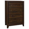 Welsley 4-drawer chest of drawers in walnut finish, front view