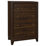 Welsley 4-drawer chest of drawers in walnut finish, front view